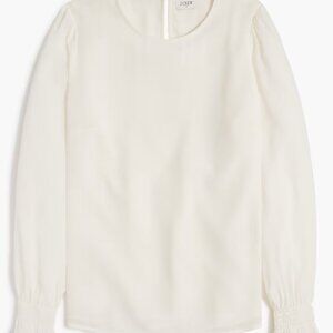 NWT J.Crew Factory Long-sleeve top with smocked cuffs, Light Blue, sz Medium